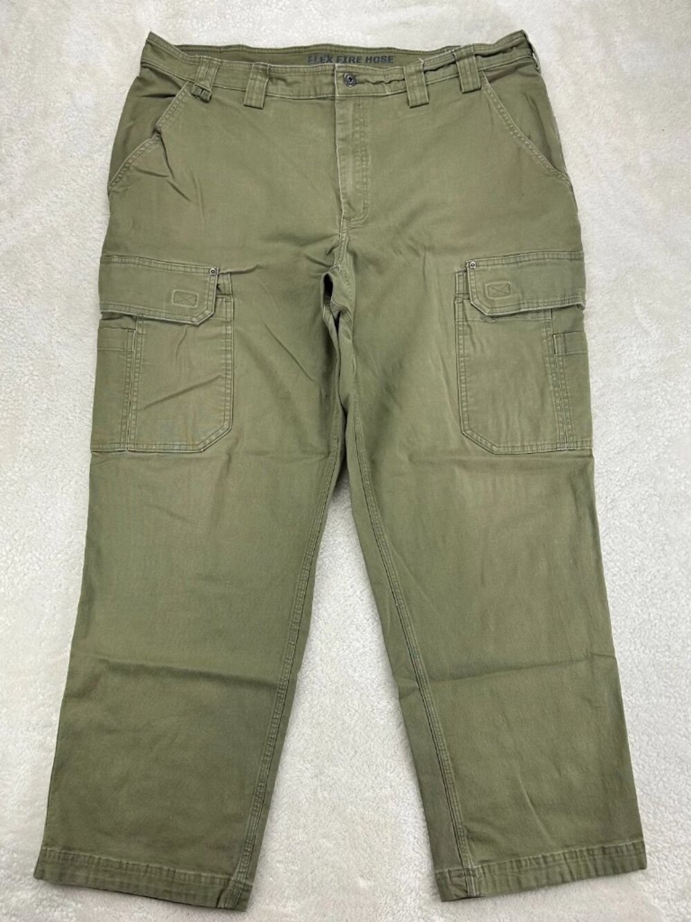 Duluth Trading Co. Fire Hose Work Pants Mens‎ 42x32 Olive Green Cargo Pocket
